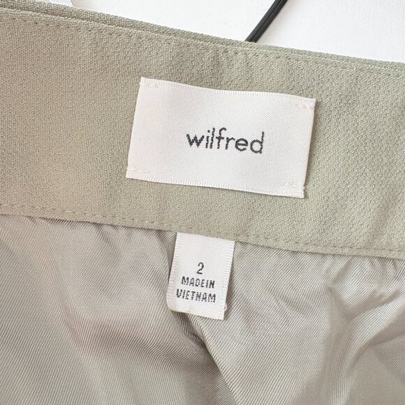 Aritzia Wilfred Tai High Waisted Button Up Mini Skirt Sage Green Size 2 - Picture 4 of 5